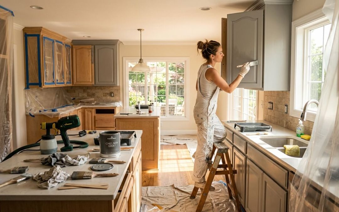 How Cabinet Painting Works When You’re Living in the Home